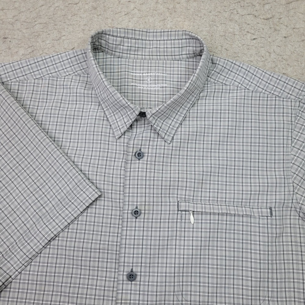 Eddie Bauer Sport Shirt Mens XL Gray Plaid Short Sleeve Button Up Vented‎ Flex